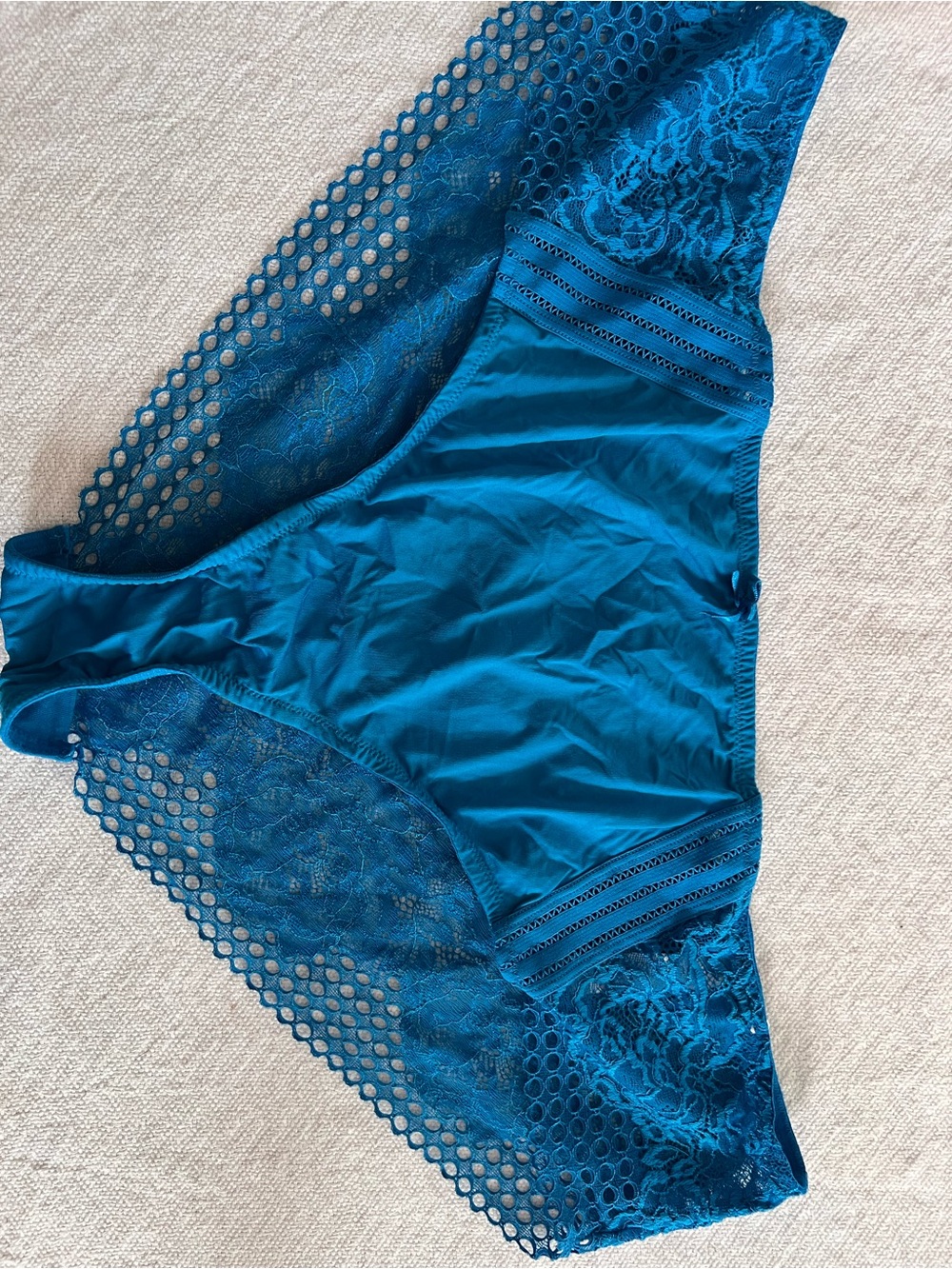 Cacique Teal Lace-Trim Bikini Briefs